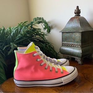 Converse Neon Color Block High Top Sneakers